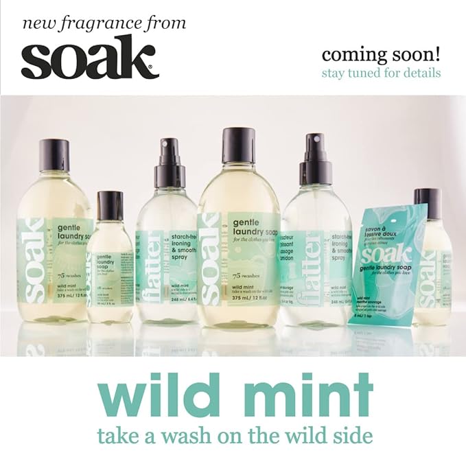Soak Flatter Smoothing Spray Naturally-derived Wrinkle Release Spray | Starch-Free Alternative for Ironing, Quilting & Sewing | 8oz | (Wild Mint)
