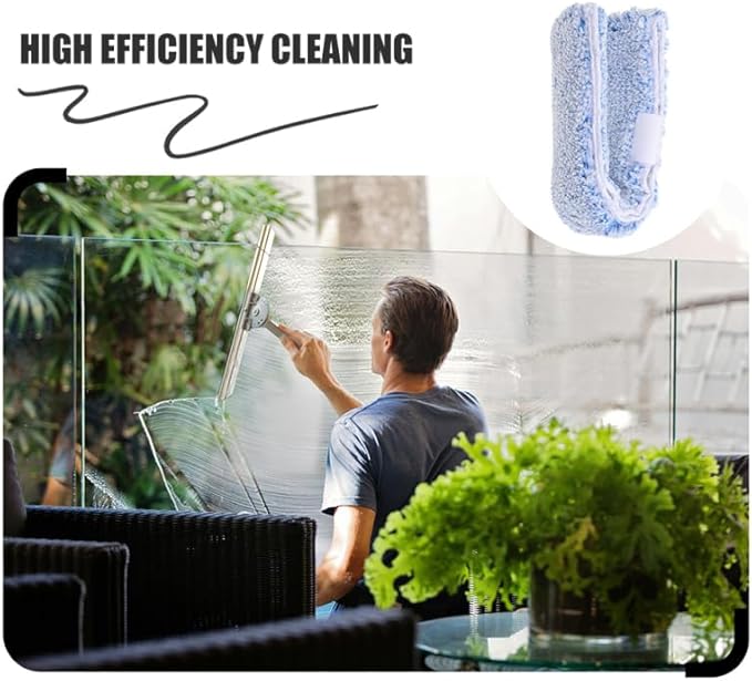 OUNONA Replacement Window Cleaning Pads 4-Pack Reusable Microfiber Squeegee Sleeves for Glass Windows Bathroom Mirrors Tabletops 14.17X2.75X2.75 Inches
