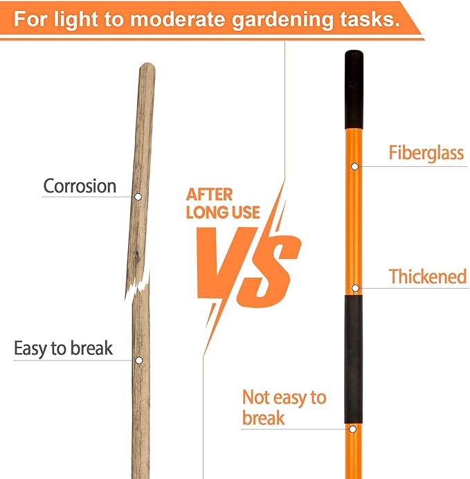 VNIMTI Heavy Duty Gardening Shovel, 56 Inch Round Blade with Fiberglass Handle (Orange)
