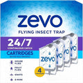 Zevo Flying Insect Trap 4 Refills – Long-Lasting Replacement Cartridges – Catches Flies, Gnats, and Fruit Flies Indoors