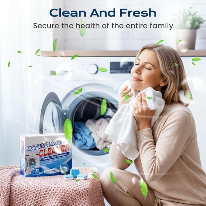 Washing Machine Cleaner Tablets, Deep Cleaning Descaler for Front & Top Load Washers, Clean Inside Drum and Laundry Tub Seal (1 box)