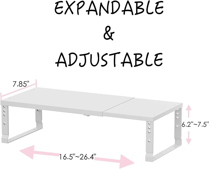 Adjustable Metal Shelving Unit, Stackable & Expendable Storage Rack for Home/Office/Kitchen, Space-Saving，Sturdy&Durable，Easy Assembly（1PACK/Medium/White