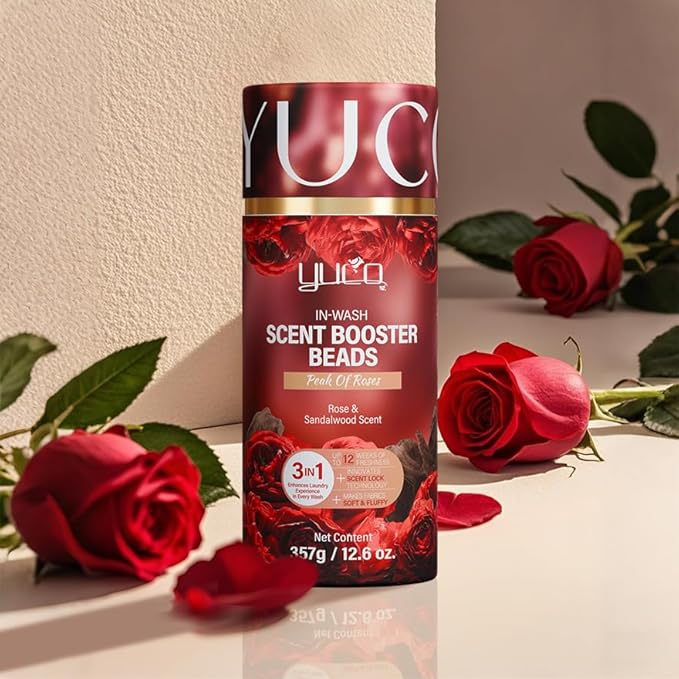 YUCO Scent Beads Laundry Natural,Ultra-Concentrated Two-Color Laundry Beads,Effective Fabric Deodorizer,Soften,Static Free,Microcapsule Technology Scent Lock Fresh Last 12Weeks(Rose Sandalwood,12.6OZ)