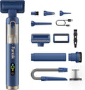 Fanttik Slim V10 APEX Cordless Car Vacuum, 4-in-1 Portable Mini Handheld Vac, 19kPa Suction Power, Upgraded Smart Digital Display, 2 Suction Modes for Small Jobs, Car, Office Desk, Keyboards (Blue)