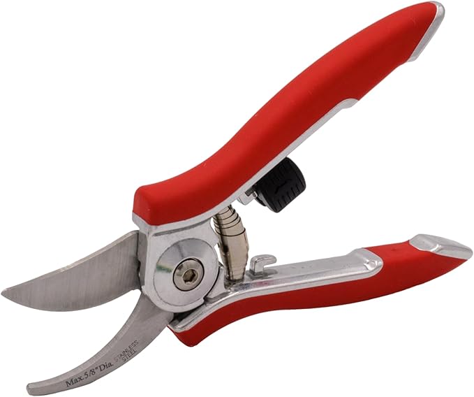 Dramm ColorPoint Stainless Steel Compact Garden Pruning Shears, Hand Pruner, Garden Clippers, with Heavy Duty Blade and Easy grip Handle, Red