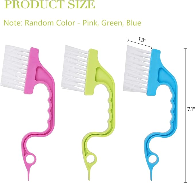 Trycooling Hand-held Groove Gap Cleaning Tools Door Window Track Kitchen Cleaning Brushes (Random Color-Blue, Green, Pink) (1 Pc)