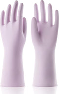 COOLJOB Large Household Rubber Gloves with Cotton Liner & Non-slip Grip, Waterproof Long Lasting Dishwashing Gloves for Kitchen & Bathroom Cleaning, Purple, 1 Pair