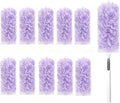 Heavy Duty Duster Refills, Disposable Dusters Kit for Cleaning Dusting Furniture Blind Ceiling Fan, Multi Surface 360 Feather Duster(10)+3FT Extended Handle（1） (pueple)