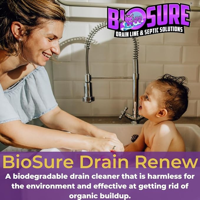 DRAIN RENEW Drain Line Maintenance and Septic Tank Treatment: The Ultimate Drain Cleaner for Your Drains, Showers, Sinks, and Toilets - Keep Your Pipes Clear and Septic System Healthy