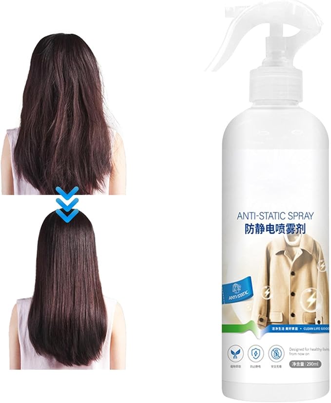 Static Guard Spray - Static Cling Remover 290ml - 290ml Anti-Static Spray - Long-Lasting Static Cling Eliminator - Portable Static Control Spray - Fabric Anti-Static Spray - Anti-Frizz Spray for Hair