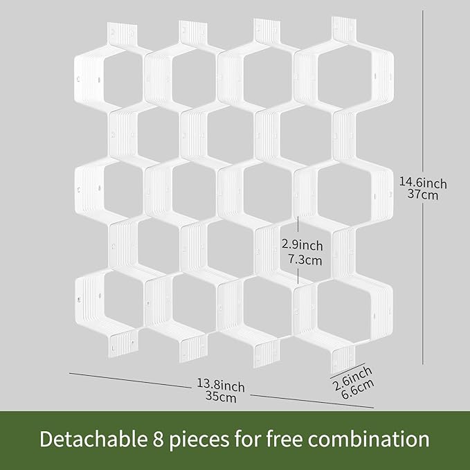 Honeycomb Separator Adjustable Drawer Organizer Divider for Underwear Belt-Scarf Socks Organizer (White(1pc))