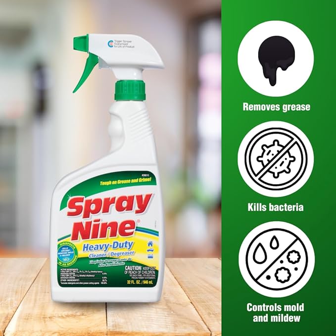 Spray Nine 26810 Heavy Duty Cleaner, Degreaser & Disinfectant for Kitchens, Bathrooms, Yard Equipment, Automotive & Industrial 32 Fl Oz. (Pack of 1)