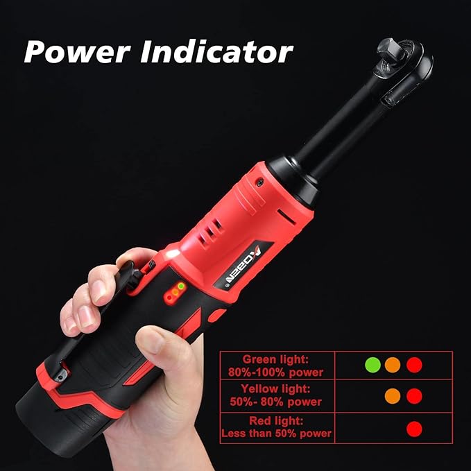 AOBEN 3/8" 40 Ft-lbs Cordless Electric Ratchet Wrench Kit with Variable Speed, Lithium Batteries