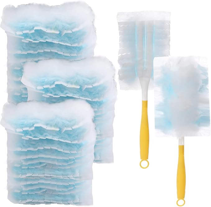 35 Pcs Duster Refills Compatible with Swiffer Duster, Dust Removal Brush Disposable Replacement Head with 2 Handles for Cleaning Blinds, Ceiling Fans
