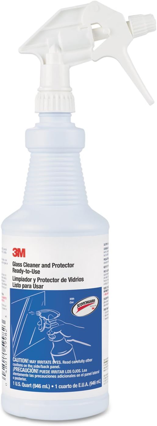 3M 59982 Ready-To-Use Glass Cleaner With Scotchgard, Apple Scent, 32oz Spray Bottle