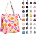 iknoe Insulated Lunch Bag for Women & Adults, 9L Foldable Wide-Open Cooler Bag with Pockets, Leakproof & Portable, for Picnic, Office, Beach(Pink flower)