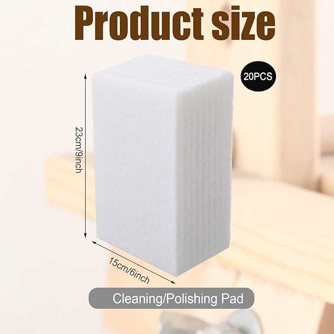 20 Pieces White Scrubbing Pad Non Scratch Scouring Pads Non Woven Scouring Sponge Multipurpose Abrasive Multi Surface Scrubber for Cleaning Polishing(6 x 9 Inch)