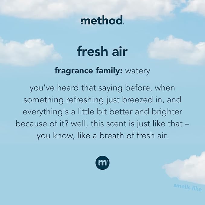 Method Liquid Laundry Detergent, Fresh Air, 66 Loads Per Bottle, Stain Remover, 53.5 Fl Oz (Pack of 4)