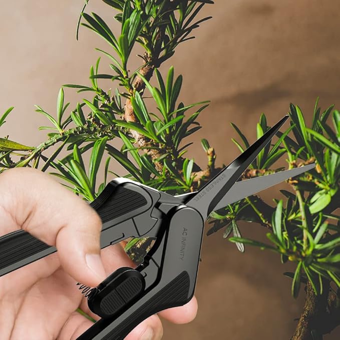 AC Infinity 6.6” Stainless Steel Pruning Shear 2-Pack, Lightweight Ergonomic Design, Straight Precision Blades with Nonstick Teflon Coating for Gardening, Hydroponics, Grow Tents