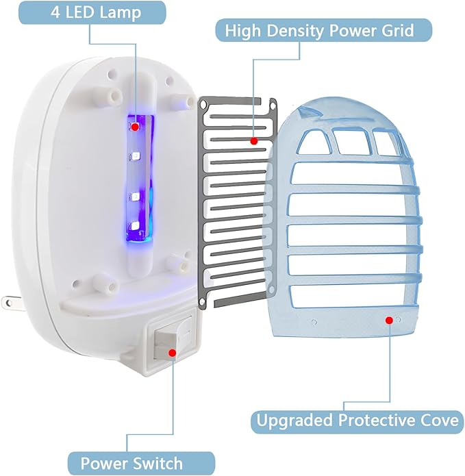 Bug Zapper Indoor,Fly Traps,Flying Insects,Electronic Insect Killer Fly Insect Trap Plug-in Mosquitoes Killer Mosquito Zapper with Blue Lights for Living Room,Kitchen,Bedroom,Office(2Packs)