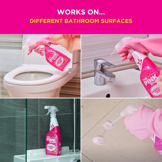 Stardrops - The Pink Stuff - Miracle Bathroom Foam Cleaner - Baths, Tiles, Soap Scum, Limescale, Streak Free,750ml (Pack of 2)