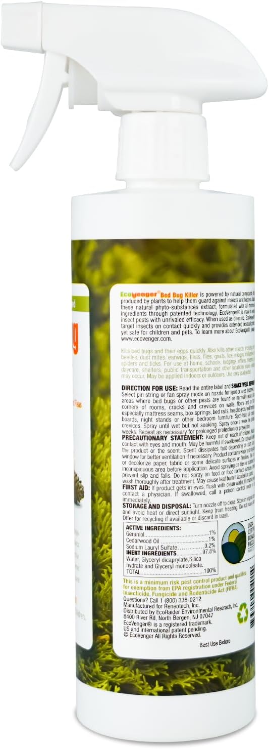Bed Bug Killer Spray 16 Oz, Green + Non-toxic, 100% Kill + Extended Protection