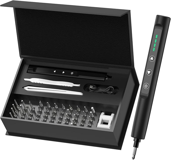 Mini Electric Screwdriver Set, 56 in 1 Cordless & Rechargeable Precision Kit with 52 S2 Magnetic Bits for Electronics, Phone, Laptop, Glasses, PC Repair