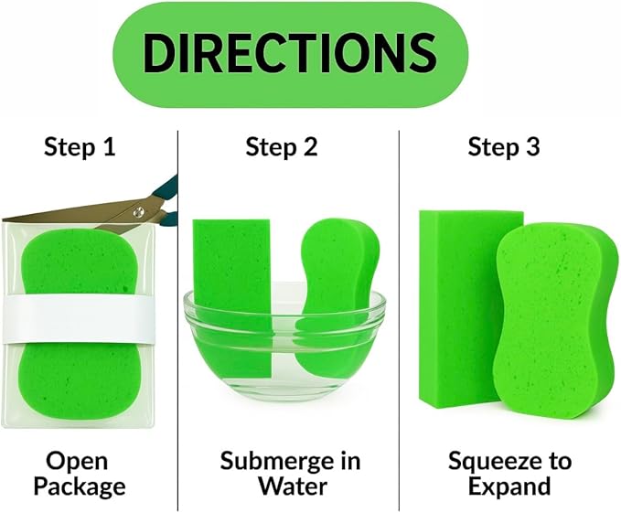Multi-Purpose Sponges for Cleaning - Lime Green 4 Pack, Large Sponges for Car Washing, Tile & Grout, All Purpose Cleaning