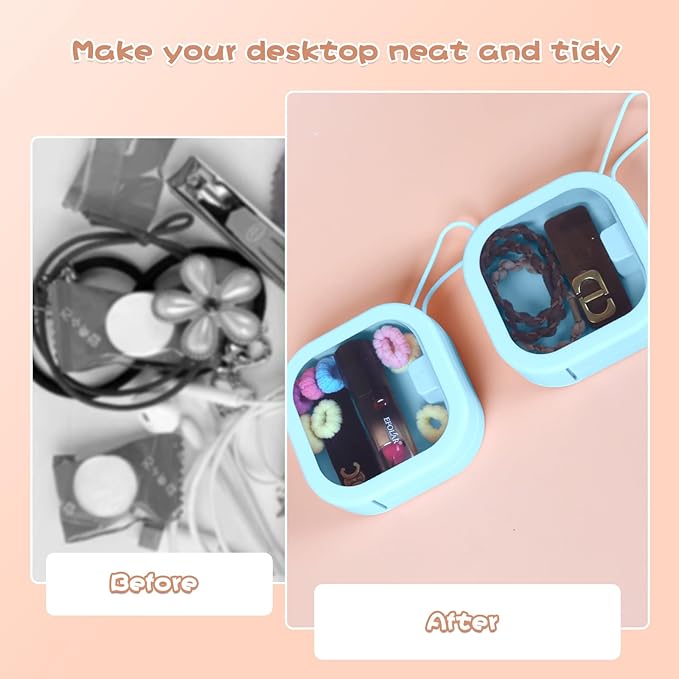 Hair Tie Organizer, Small Portable Hair Accessories Storage Can Be Stackable Or Hung On The Wall, Small Items Holder Hair Tie Organizer for Jewelry Hair Stuff Hair Clip Cotton Swab