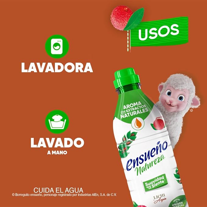 ENSUEÑO Natureza Fabric Softener with Lichi and Argan, Natural Extract Aroma, 850ml, 3 Pack