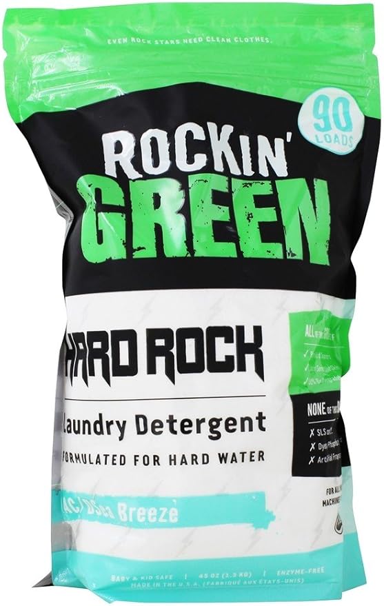 Rockin' Green Hard Rock Powder Laundry Detergent (90 Loads) - Natural Powdered Laundry Detergent, Sensitive Skin Laundry Powder (AC/DSea Breeze)