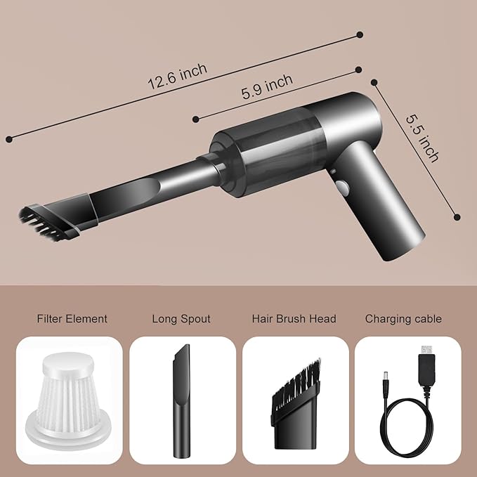 YUNYILAN Cordless Handheld Vacuum Cleaner, High Power Rechargeable Mini Portable Vacuum for Home, Office and Car Cleaning (Black)