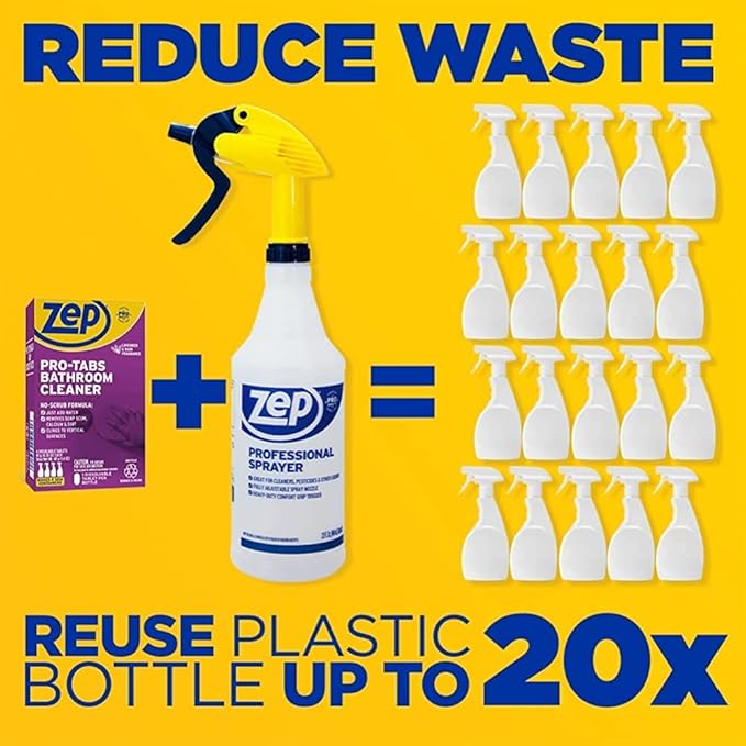 Zep PRO-TABS Bathroom Cleaner Dissolvable Tablets - 4 Tablets Per Box - Just Add Water! Environmentally Friendly, Purple (ZUBCTAB)