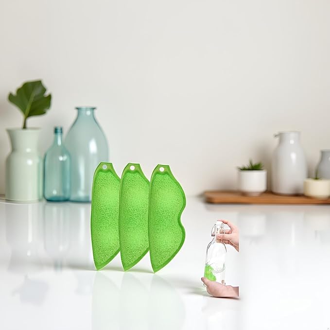3 Pack Multipurpose Bean Shaped Sponge Set Heat Resistant Bottle and Internal Cleaning Sponges - Reusable entreprises Bottle Cleaning Tools Household Cleaning Sponges