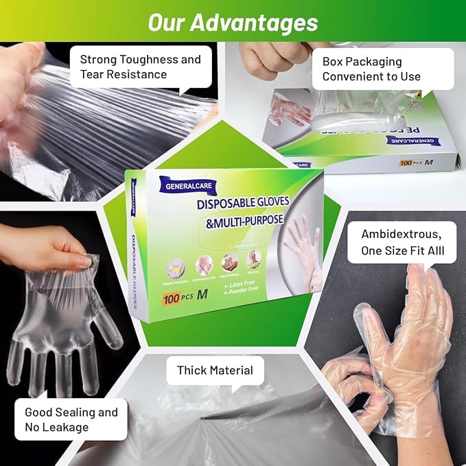 Disposable TPE Cooking Gloves, Ideal for Cleaning and Food Prep, Latex & Powder Free, Food safe