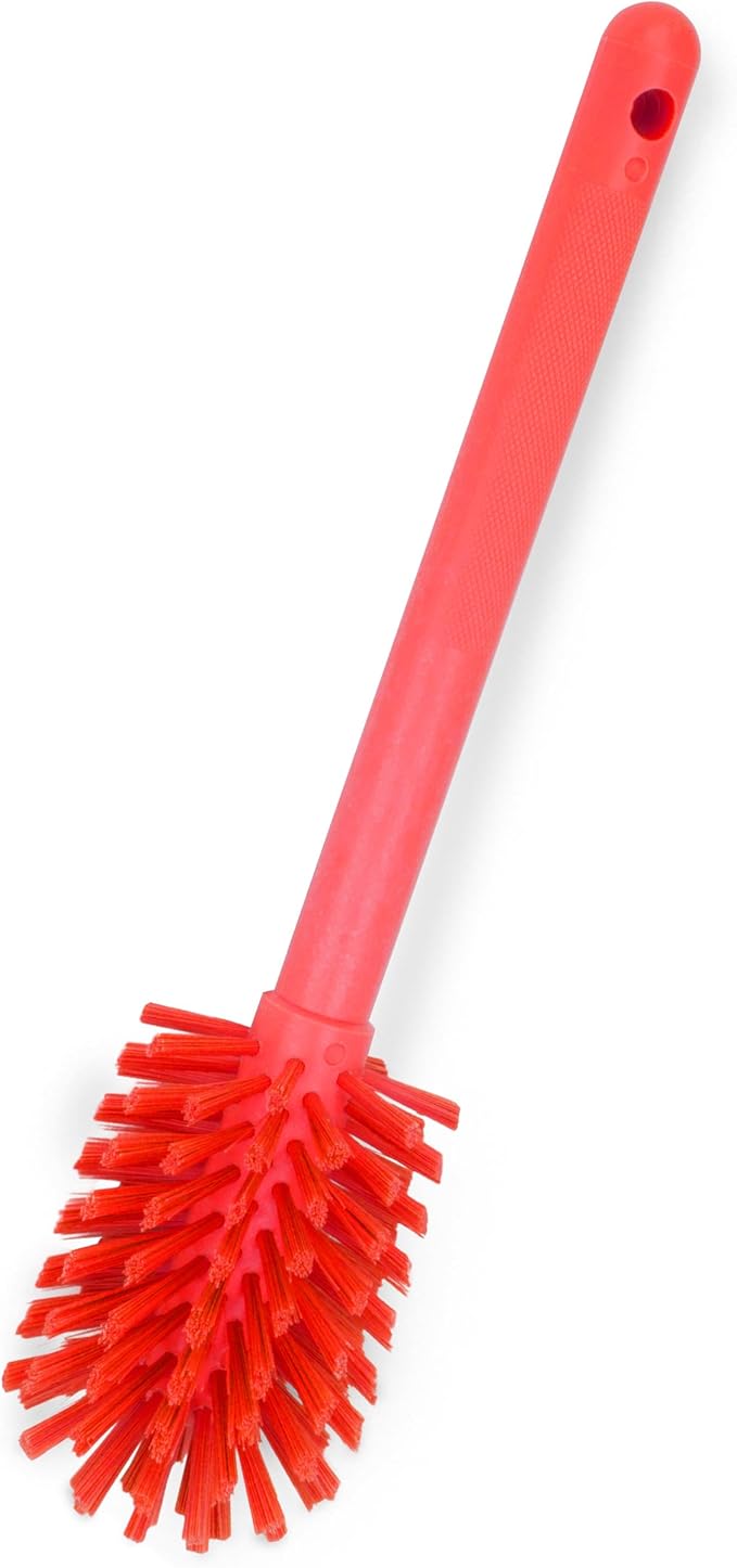 SPARTA Large Water Bottle Brush Ideal for Wide-Mouth Jars, Bottles and Tumblers, Dishwashing Tool with Handle for Home and Commercial Kitchens, Plastic, 12 Inches, Red, (Pack of 6)