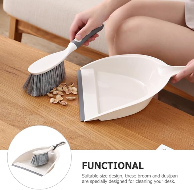 Mini Handheld Broom and Dustpan Set, Portable Cleaning Accessory for Desktop Use, 2pcs Compact Household Sweeping Kit for Office and Home