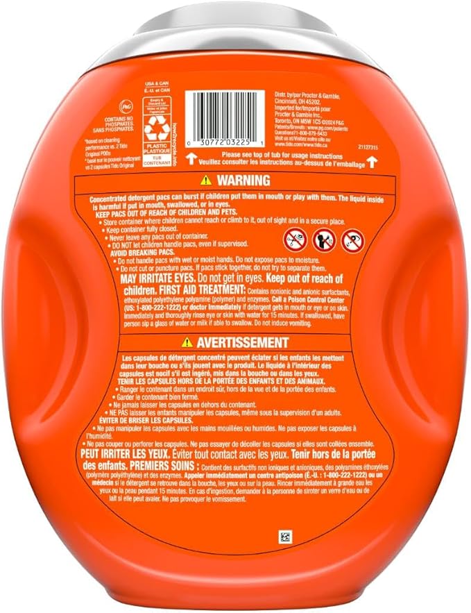 Tide Odor Defense + Oxi Laundry Detergent Pacs, Original Scent, 63 Count, Advanced Odor + Stain Fighter
