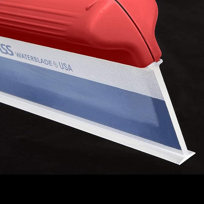 One Pass Classic 12" Waterblade Silicone T-Bar Squeegee Red - Made in USA (Red)