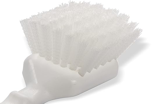 Carlisle FoodService Products 3662000 Flo-Pac Plastic Handle Utility Scrub Brush, Nylon Bristles, 2" Bristle Trim, 8" Length, White, 3 Count