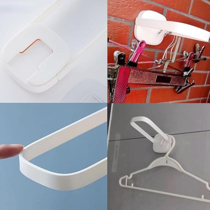 2 Pack Hanger Organizer Stacker Adhesive Foldable Clothes Hanger Holder Mini U Shaped Storage Stand Rack for Electric Dryer Closet Laundry Room Bathroom Washing Machine Organization