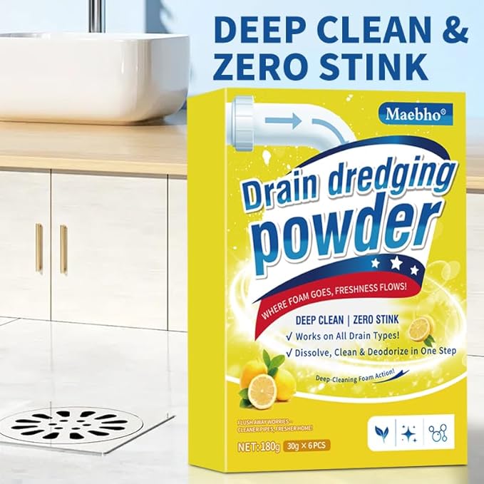 Garbage Disposal and Drain Pipe Cleaner, Drain Line Cleaner Rapid-Foam Fast-Acting Sink Pipe Dredge Cleaner Powders 6 Unit Pack for Kitchen Toilet Pipe Dredging