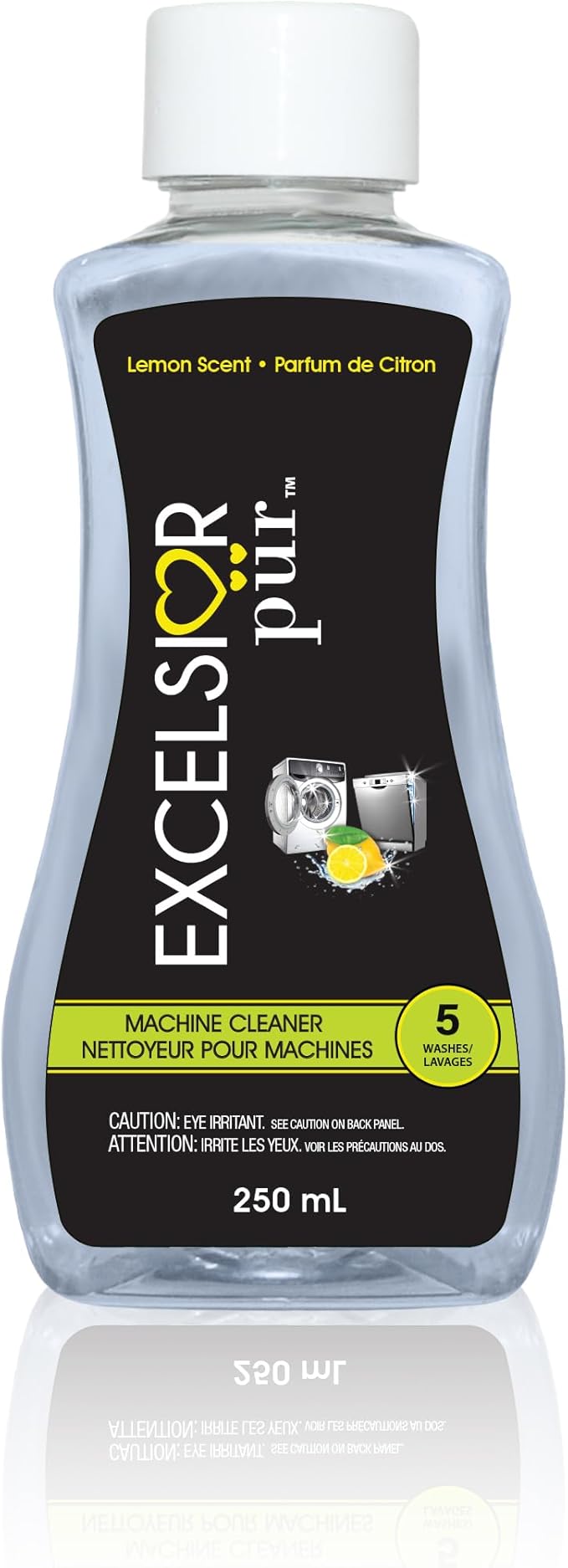 Excelsior Pür System Enzyme-Powered Washing Machine Cleaner Liquid, 250 ml (5 Uses), HE & Standard, Drum & Seal Deep Clean, Residue & Odor Buildup Remover