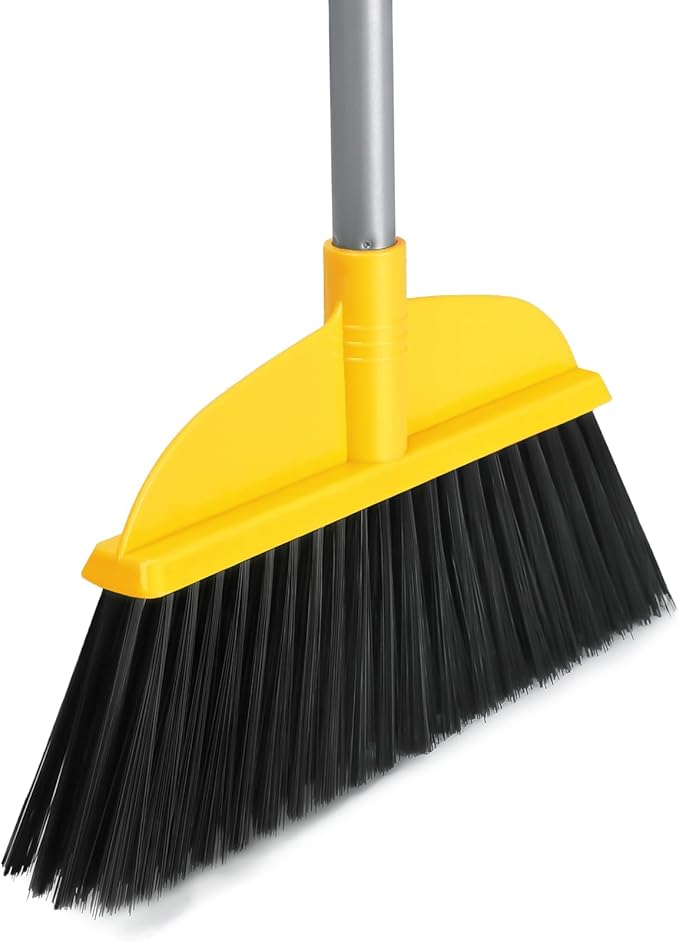 Broom for Hardwood Floors Indoor Sweeping Brooms with Soft Bristles and 55” Long Handle for Tile Laminate Deck Hard Floor Cleaning-Yellow