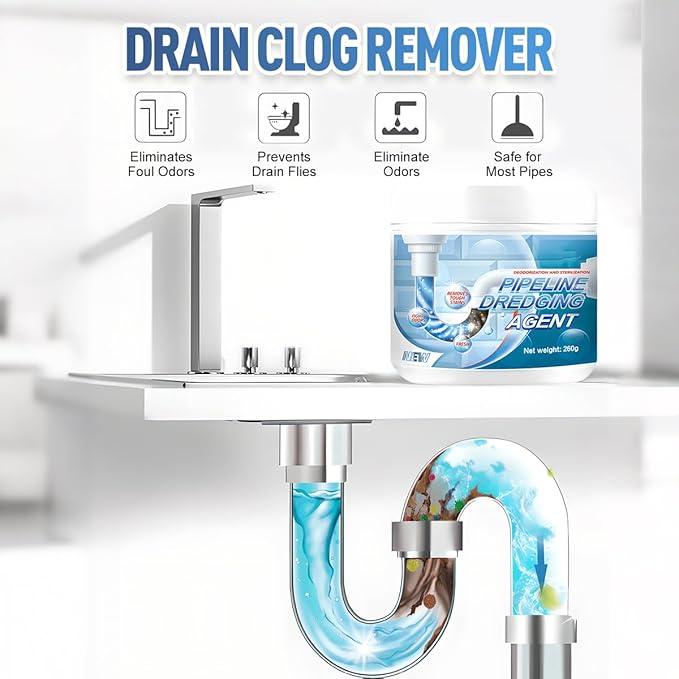 Upgrade Drain Clog Remover, Powerful Pipe Dredging Agent, Sink Drain Cleaner for Kitchen Bathroom, Unclogging Solution for Pipes, Toilets & Showers (2 PCS)