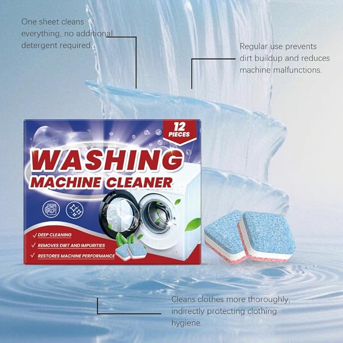 Washing Machine Cleaner Tablets, Deep Cleaning Descaler and Deodorizer, 12 Month Supply, 24 Pieces Washing machine cleaner