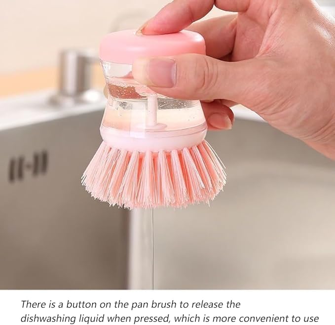 2Pcs Pink Dish Brush with Soap Dispenser,Soap Dispensing Brush, Kitchen Brush,Dish Pot Pan Sink Cleaning, Dish Brush Washing Utensils,Washing Up Liquid Soap Dispenser,Soap Dispensing Dish Brush