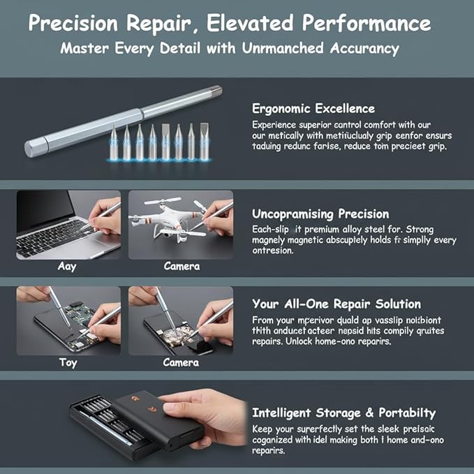 25 in 1 Small Precision Screwdriver Set with 24 Magnetic Bits, Professional Magnetic Mini Repair Tool Kit for Phone, Phone, Laptop, Glasses, PC Building