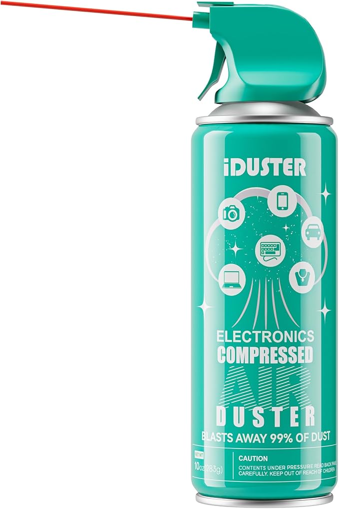 iDuster Compressed Air Duster for Keyboard - 10oz Canned Air for Electronics, 12 Packs