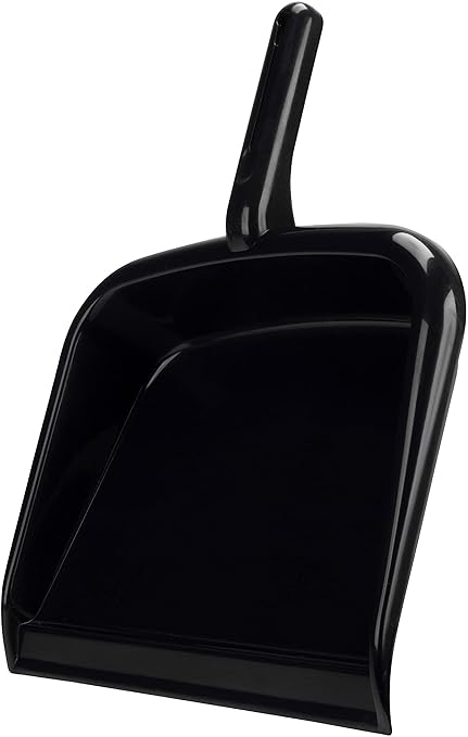 SPARTA Large Handheld Dustpan with Hanging Hole, Heavy-Duty Plastic Dustpan with Wide Lip for Countertops and Surfaces, Plastic, 10 Inches, Black